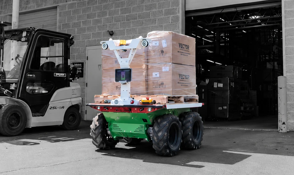 A Burro robot at work in an industrial setting, the kind of environment fielded robots operate in
